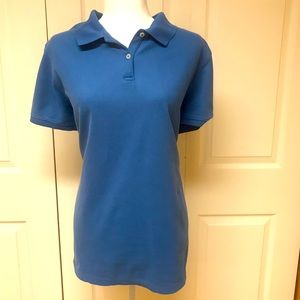 LL Bean Medium Blue Relaxed Fit 2-Button Polo